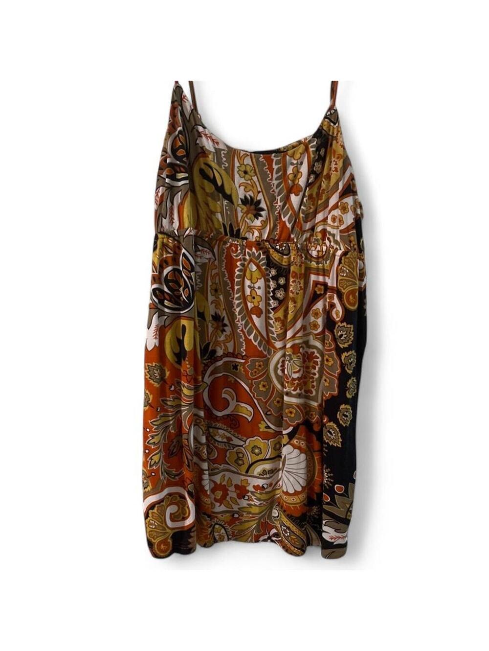 Size L Forever 21 Orange Paisley Print Spaghetti Strap Tank Top